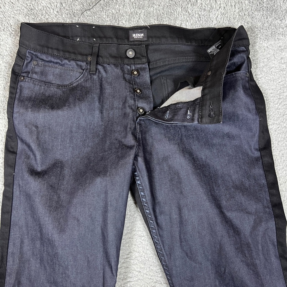 Hudson Jeans Mens 38 Black Slim Fit Contrast Stripe Made in USA Casual